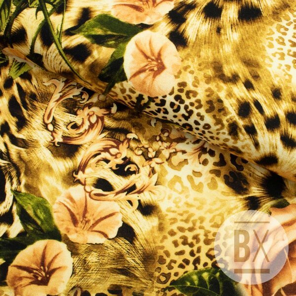 Metráž Teplákovina digital - Leopard ruže