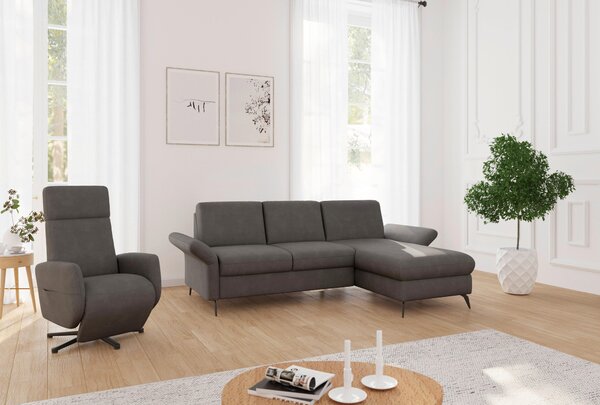 ROHOVÁ SEDAČKA, textil, grafitová Sit & More - Sedačky, Online Only