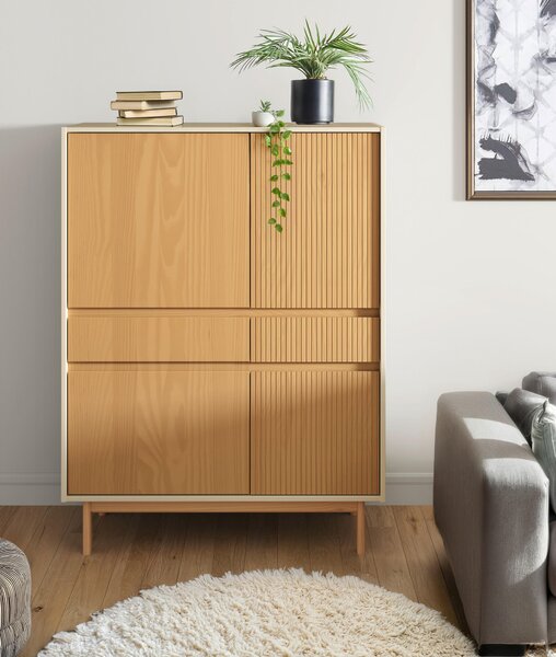 VYSOKÁ KOMODA, pínia, farba pínie, kašmírová, 102/136/42 cm Livetastic - Komody, Online Only