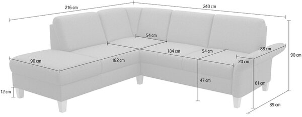 ROHOVÁ SEDAČKA, textil, svetlosivá Sit & More - Sedačky, Online Only