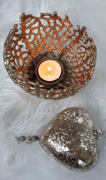 Zlatý antik kovový svietnik na čajovú sviečku Sabela - Ø 12 * 10cm - Light & Living