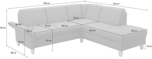 ROHOVÁ SEDAČKA, textil, svetlosivá Sit & More - Sedačky, Online Only