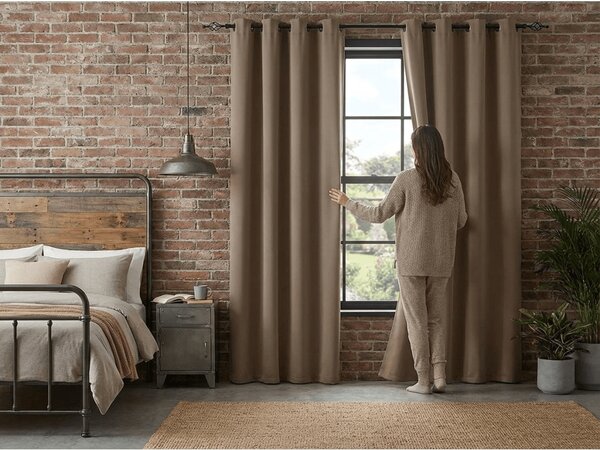 Béžový záves OXFORD 140x250 cm Zavesenie: Kovové krúžky