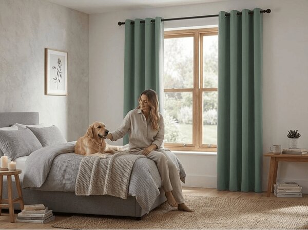 Sivozelený záves OXFORD 140x250 cm Zavesenie: Kovové krúžky