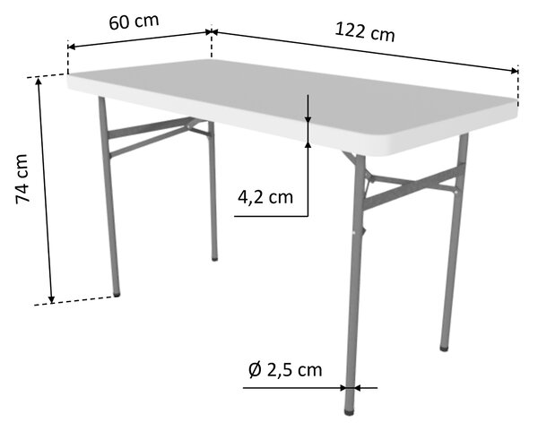 TENTino Skladací stôl 122x60 cm CELÝ
