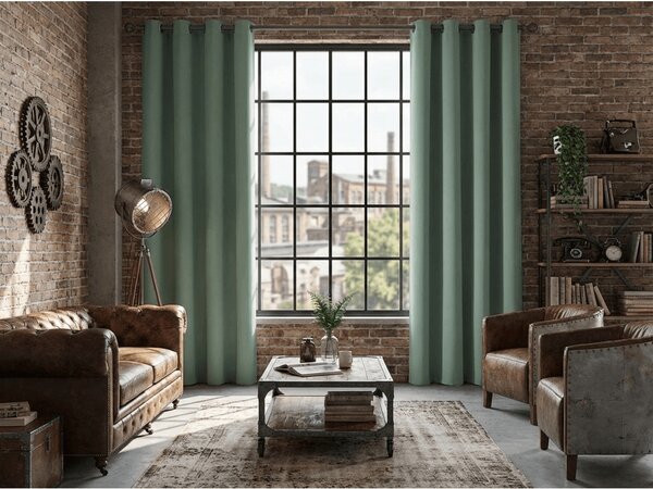 Sivozelený záves OXFORD 140x250 cm Zavesenie: Kovové krúžky