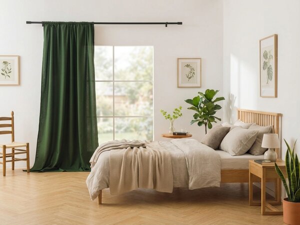 Záves OXFORD LIGHT 140x250 cm, tmavozelený Zavesenie: Riasiaca páska