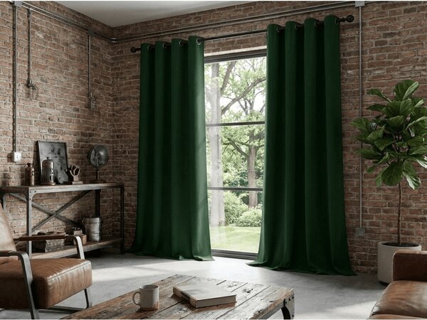 Záves OXFORD LIGHT 140x250 cm, tmavozelený Zavesenie: Riasiaca páska