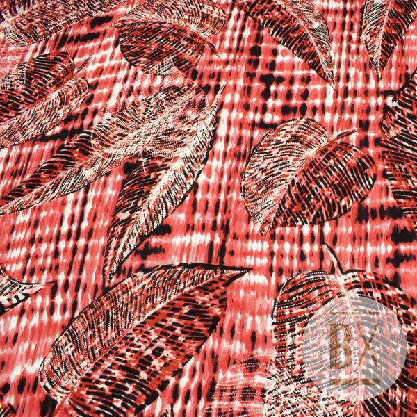 Metráž Viskóza vzor - Red Leaves