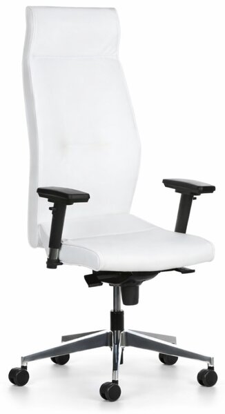 Kožené kancelárske kreslo MEGA, biela