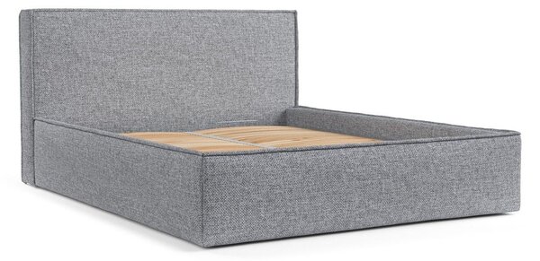 Sivá čalúnená dvojlôžková posteľ s úložným priestorom s roštom 200x200 cm Lounge L – Maison de Rêve