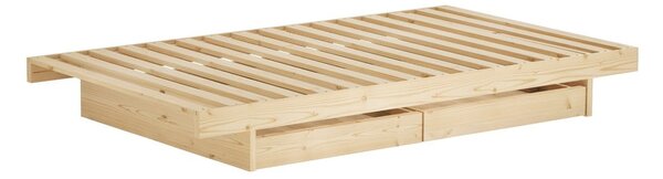Jednolôžková posteľ z borovicového dreva s úložným priestorom s roštom 90x200 cm v prírodnej farbe Kanso – Karup Design