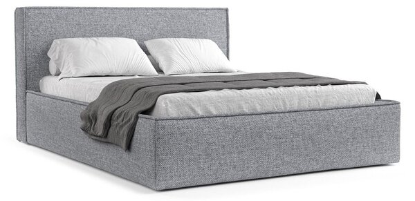 Sivá čalúnená dvojlôžková posteľ s úložným priestorom s roštom 200x200 cm Lounge L – Maison de Rêve
