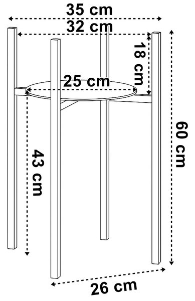 TZB Stojan na kvety Torre 60 cm čierny