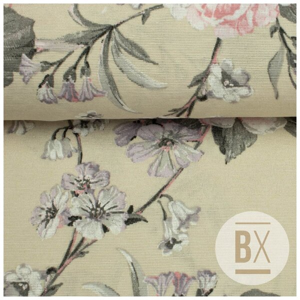 Metráž Španielska Loneta - Violet Flower Pattern