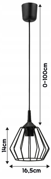 Závesný stropný lumper LED E27 nastaviteľný 0-100 cm hliníkové tienidlo