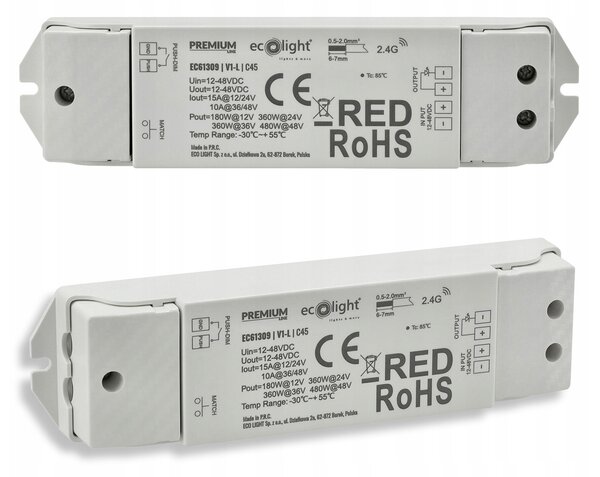 Stmievač LED pásikov rf mono 12v 24v 15a wave controller