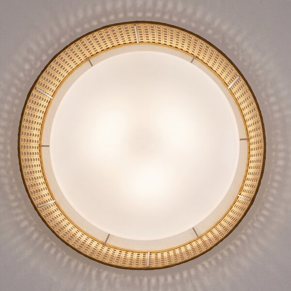 Toolight Toolight, LED stropné svietidlo plafón s ratanovým tienidlom 4000K, APP1934-C, biela-ratan, 50 cm, OSW-66090