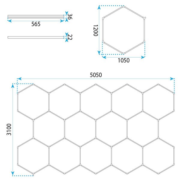 Toolight Toolight, LED stropné svietidlo HEXAGON, JNH052-H, biela, OSW-56244