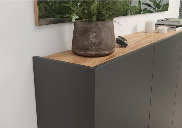 Antracitová závesná skrinka v dekore duba 138x87x25 cm Libbiano – Germania