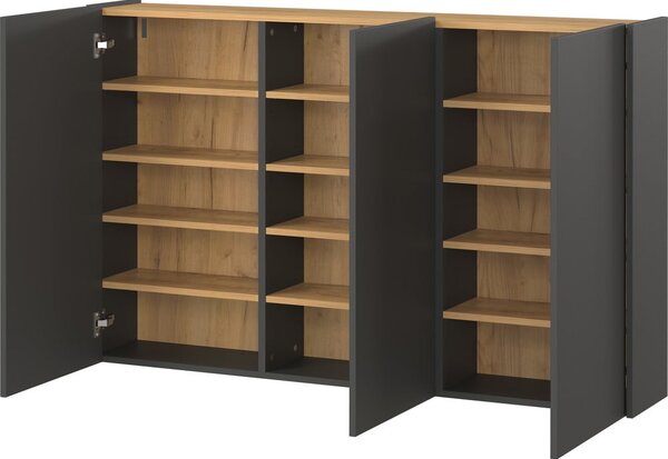 Antracitová závesná skrinka v dekore duba 138x87x25 cm Libbiano – Germania