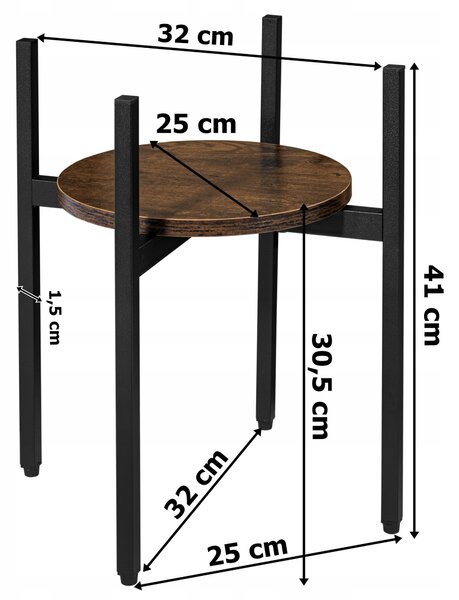 TZB Stojan na kvety TORRE RUSTIC 40 cm hnedý/čierny