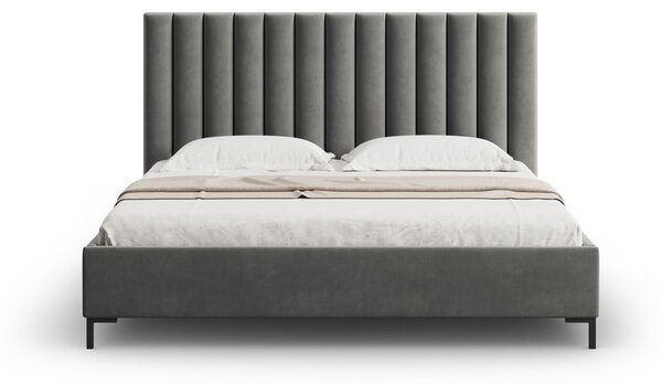 Sivá čalúnená dvojlôžková posteľ s úložným priestorom s roštom 180x200 cm Casey – Mazzini Beds
