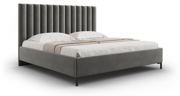 Sivá čalúnená dvojlôžková posteľ s úložným priestorom s roštom 180x200 cm Casey – Mazzini Beds