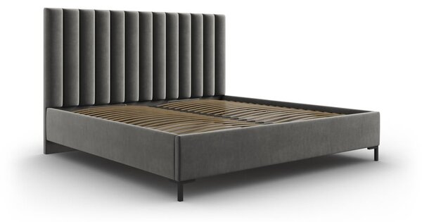Sivá čalúnená dvojlôžková posteľ s úložným priestorom s roštom 180x200 cm Casey – Mazzini Beds