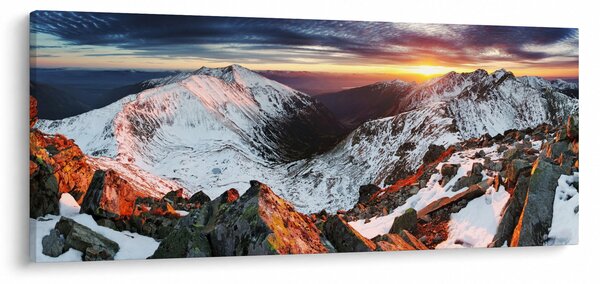 Obraz - Zimná horská panoráma (120x50 cm)