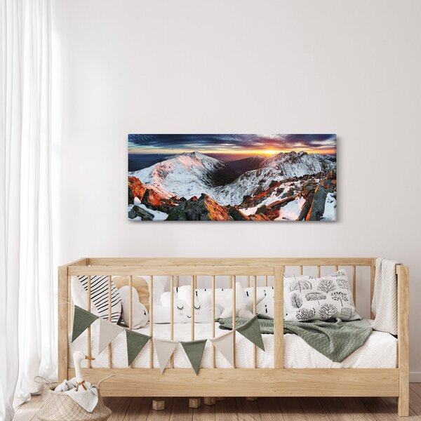 Obraz - Zimná horská panoráma (120x50 cm)