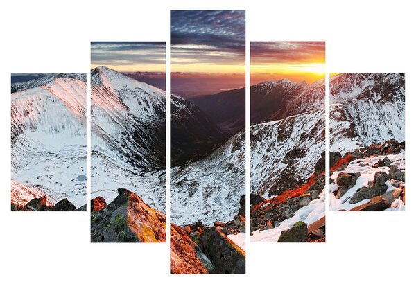 Obraz - Zimná horská panoráma (150x105 cm)