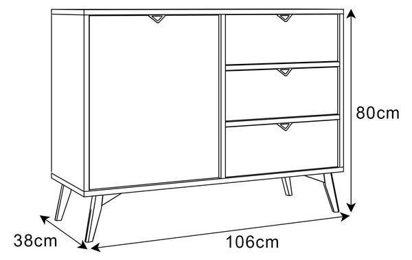 KOMODA FONDY JEDLIČKA SCANDI + EUKALYPTUS 106 cm