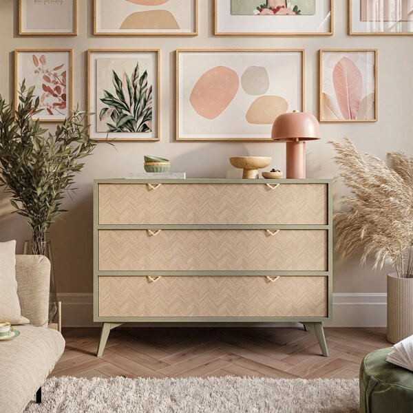 KOMODA FONDY JEDLIČKA SCANDI + EUKALYPTUS ŠUPLÍKY 106 cm