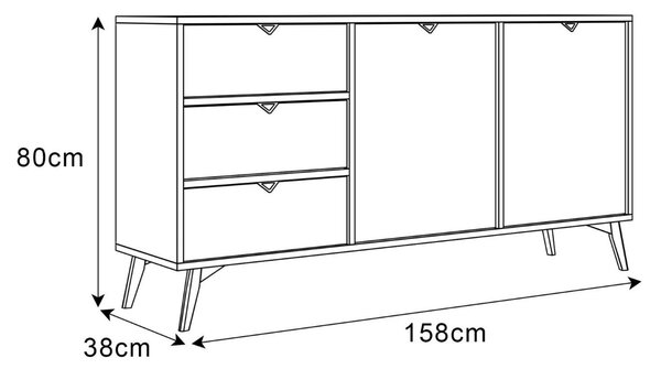 KOMODA FONDY JEDLIČKA SCANDI + EUKALYPTUS 158 cm