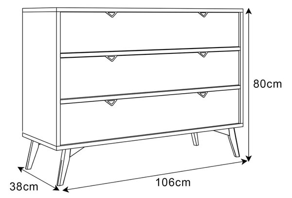 KOMODA FONDY JEDLIČKA SCANDI + EUKALYPTUS ŠUPLÍKY 106 cm