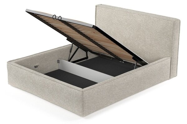 Svetlosivá čalúnená dvojlôžková posteľ s úložným priestorom s roštom 180x200 cm Lounge L – Maison de Rêve