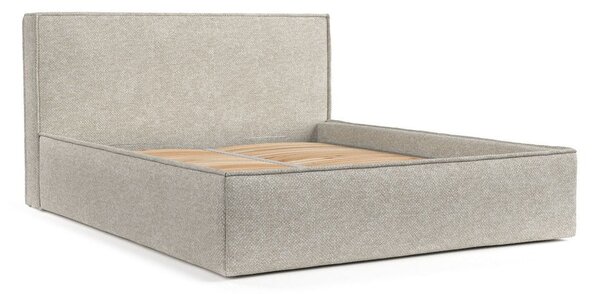 Svetlosivá čalúnená dvojlôžková posteľ s úložným priestorom s roštom 180x200 cm Lounge L – Maison de Rêve