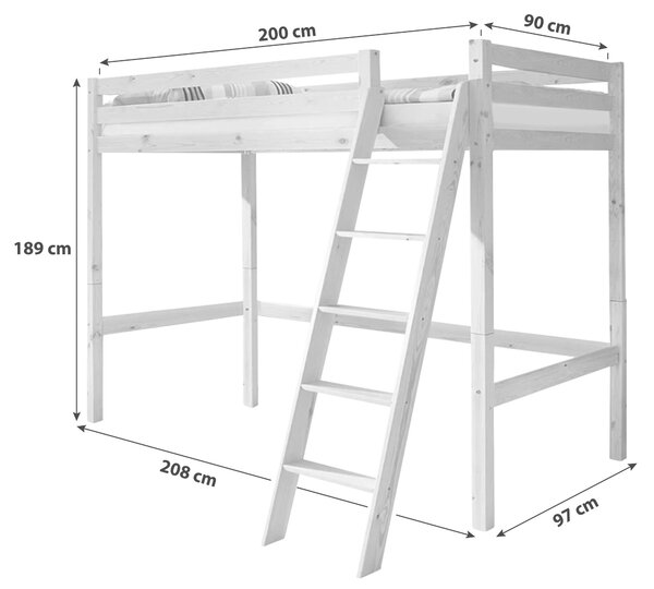 VYVÝŠENÁ POSTEĽ, 90/200 cm farba borovice MID.YOU - Detské izby, Online Only