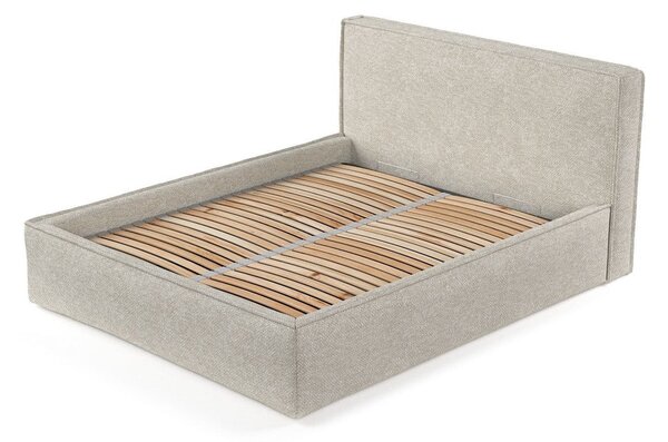 Svetlosivá čalúnená dvojlôžková posteľ s úložným priestorom s roštom 180x200 cm Lounge L – Maison de Rêve