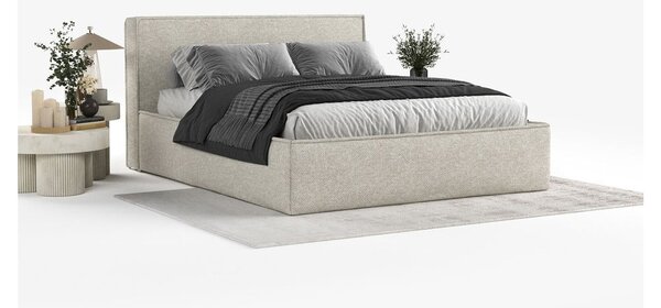 Svetlosivá čalúnená dvojlôžková posteľ s úložným priestorom s roštom 180x200 cm Lounge L – Maison de Rêve