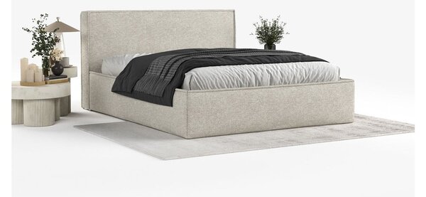 Svetlosivá čalúnená dvojlôžková posteľ s úložným priestorom s roštom 180x200 cm Lounge L – Maison de Rêve