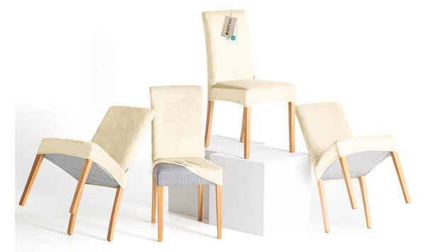 Krémové napínacie poťahy v súprave 4 ks na stoličku 48 cm Sento – Restilo