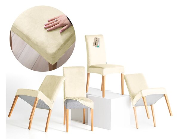 Krémové napínacie poťahy v súprave 4 ks na stoličku 48 cm Sento – Restilo