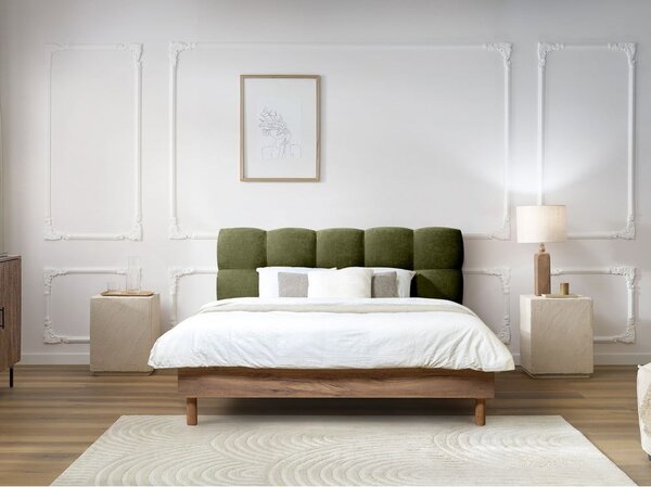 Zelená čalúnená dvojlôžková posteľ s roštom 160x200 cm Kumo – Bobochic Paris