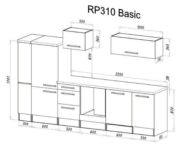 KUCHYNSKÝ BLOK 310 cm Respekta - Online Only kuchyne, Online Only