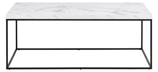 Biely konferenčný stolík s doskou v dekore mramoru 55x110 cm Barossa – Actona