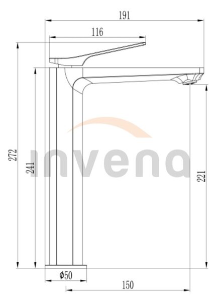 Invena Neri, vysoká umývadlová batéria, čierna matná, BU-01-W04-L