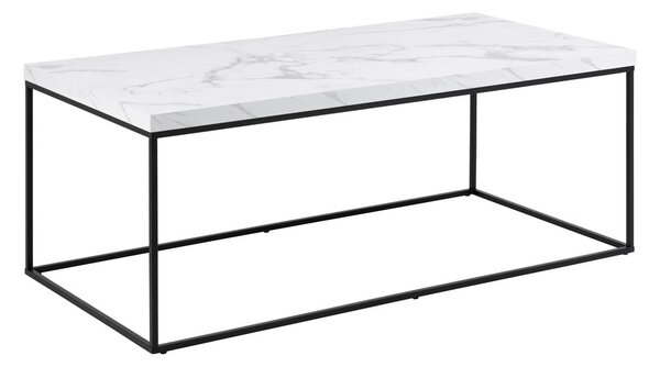 Biely konferenčný stolík s doskou v dekore mramoru 55x110 cm Barossa – Actona