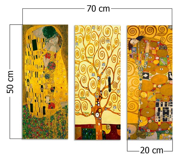 ASIR Súbor obrazov na plátne reprodukcie G. KLIMT 3 ks